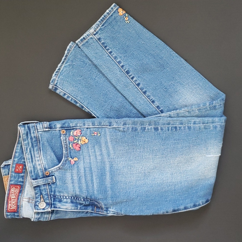 Lucky Brand Ava Skinny Jeans with Floral Stich